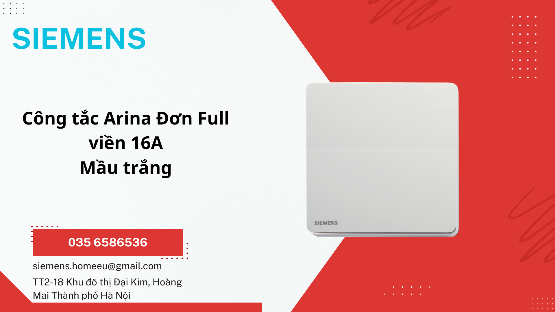 Công tắc Arina Full Tràn Viền