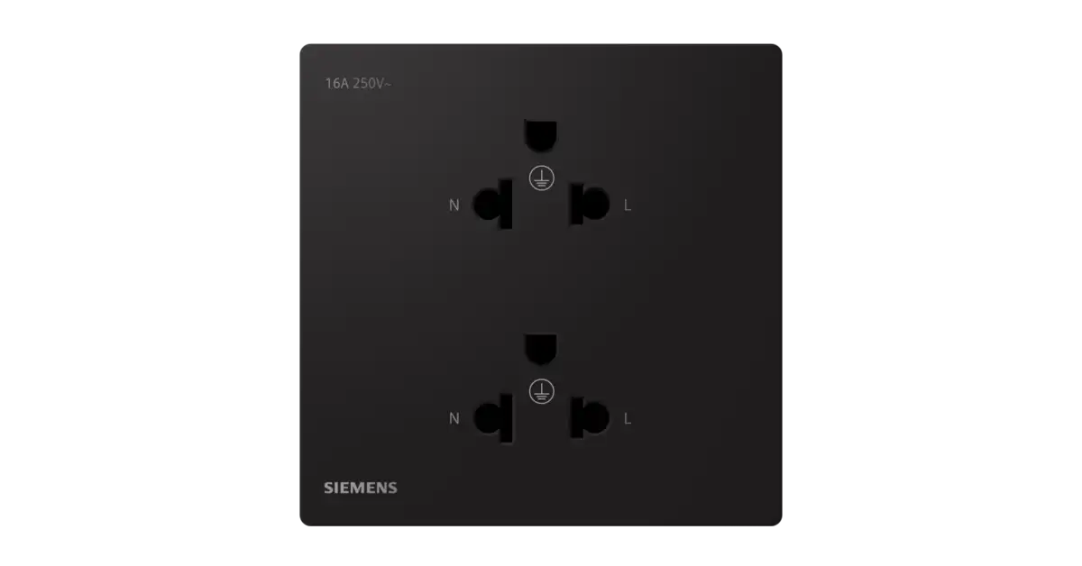 Alternative view of Ổ Cắm Đôi 3 Chấu Đen Tuyền Siemens Peleus